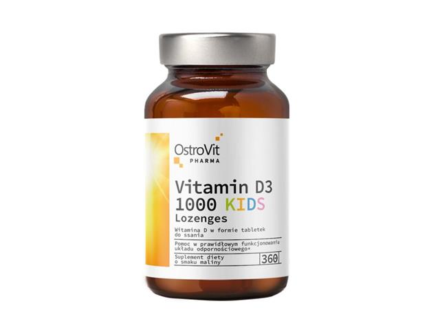 OstroVit Pharma Vitamin D3 1000 KIDS Lozenges interakcje ulotka tabletki do ssania - 360 tabl.