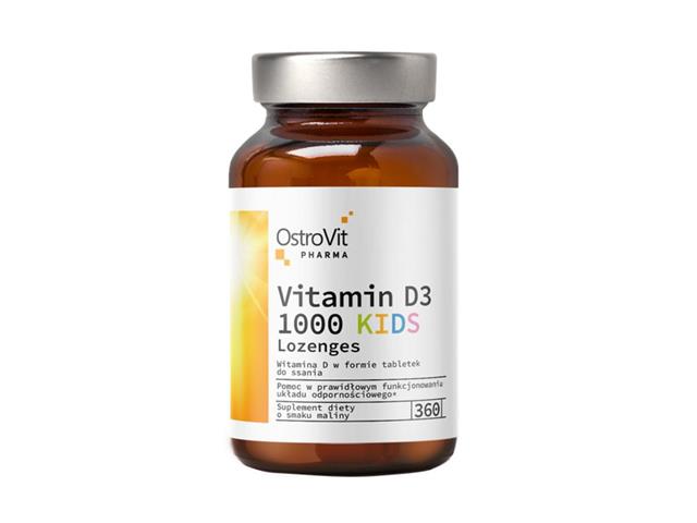 OstroVit Pharma Vitamin D3 1000 KIDS Lozenges interakcje ulotka tabletki do ssania  360 tabl.