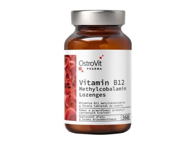 OstroVit Vitamin B12 Methylcobalamin lozenges smak brzoskwiniowy interakcje ulotka tabletki do ssania  360 tabl.