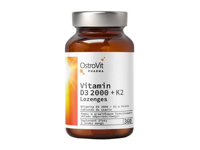 OstroVit Vitamin D3 2000 + K2 lozenges interakcje ulotka tabletki do ssania  360 tabl.