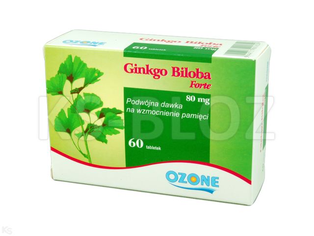 Ozone Ginkgo Biloba Forte interakcje ulotka tabletki 80 mg 60 tabl.