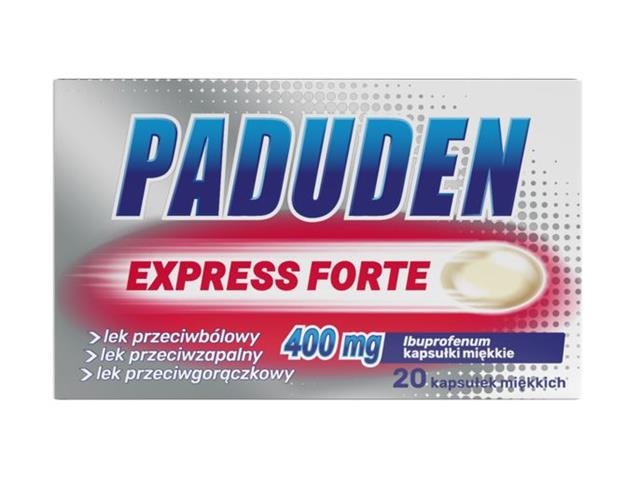 Paduden Express Forte interakcje ulotka kapsułki miękkie 400 mg 20 kaps.