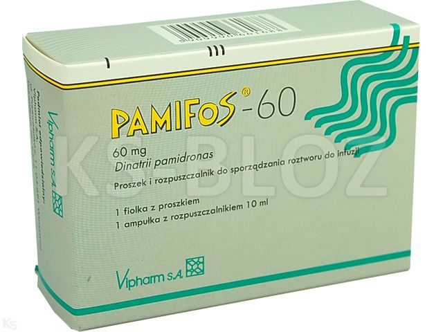 Pamifos 60 interakcje ulotka proszek i rozpuszczalnik do sporządzania roztworu do infuzji 60 mg 1 fiol.s.subs. po 10 ml | + rozpuszczalnik w szkle