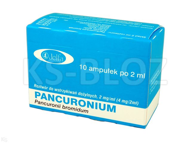 Pancuronium Jelfa interakcje ulotka roztwór do wstrzykiwań dożylnych 4 mg/2ml 10 amp. po 2 ml