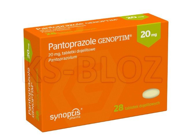 Pantoprazole Genoptim interakcje ulotka tabletki dojelitowe 20 mg 28 tabl.