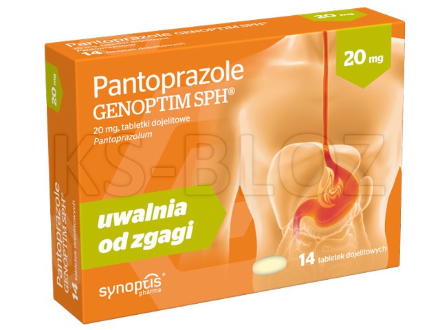 Pantoprazole Genoptim SPH interakcje ulotka tabletki dojelitowe 20 mg 14 tabl. | blister
