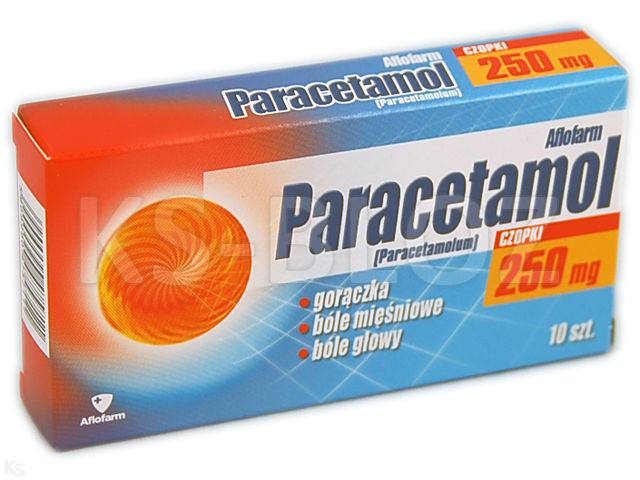 Paracetamol Aflofarm interakcje ulotka czopki doodbytnicze 250 mg 10 czop. | 2 blist.po 5 szt.