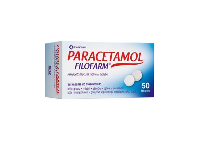 Paracetamol Filofarm interakcje ulotka tabletki 500 mg 50 tabl.