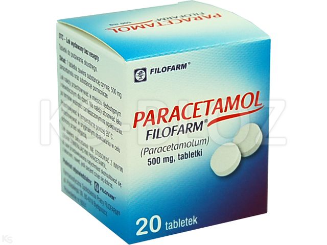 Paracetamol Filofarm interakcje ulotka tabletki 500 mg 20 tabl.