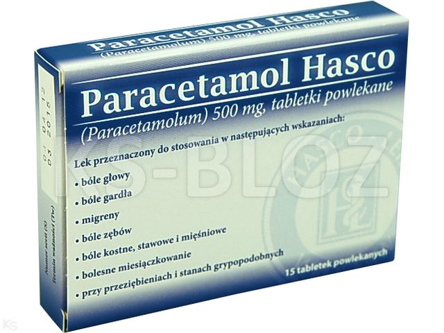 Paracetamol Hasco interakcje ulotka tabletki powlekane 500 mg 15 tabl.