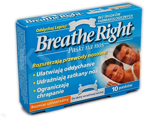 Paski BREATHE RIGHT n/nos ułatw.oddychanie sensitive interakcje ulotka   10 szt.