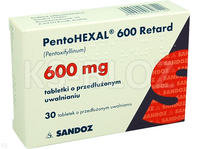 Pentohexal 600 Retard interakcje ulotka tabletki o przedłużonym uwalnianiu 600 mg 30 tabl.