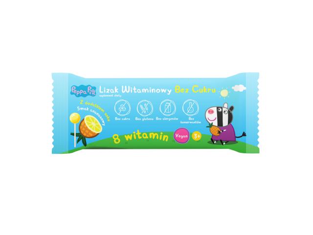 Peppa Pig Lizak smak ananasowy witaminowy bez cukru interakcje ulotka lizaki  1 szt. (8 g)