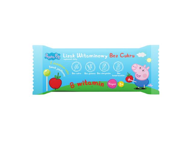 Peppa Pig Lizak smak jabłkowy witaminowy bez cukru interakcje ulotka   1 szt. | 8 g | 8 g