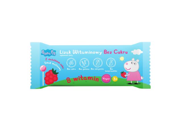 Peppa Pig Lizak smak malinowy witaminowy bez cukru interakcje ulotka lizaki  1 szt. (8 g)