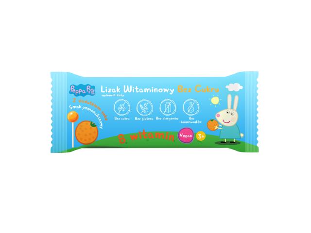 Peppa Pig Lizak smak pomarańczowy witaminowy bez cukru interakcje ulotka lizaki  1 szt. (8 g)