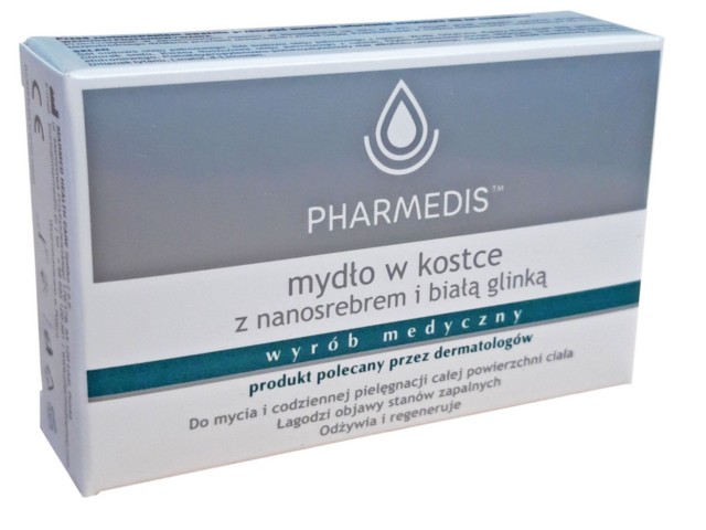 Pharmedis Mydło w kostce z nanosrebrem, białą glinką interakcje ulotka mydło płynne - 100 g