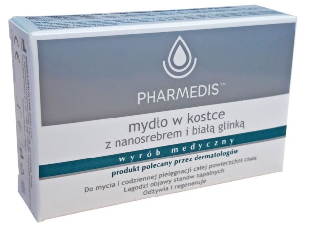 Pharmedis Mydło w kostce z nanosrebrem, białą glinką interakcje ulotka mydło płynne  100 g