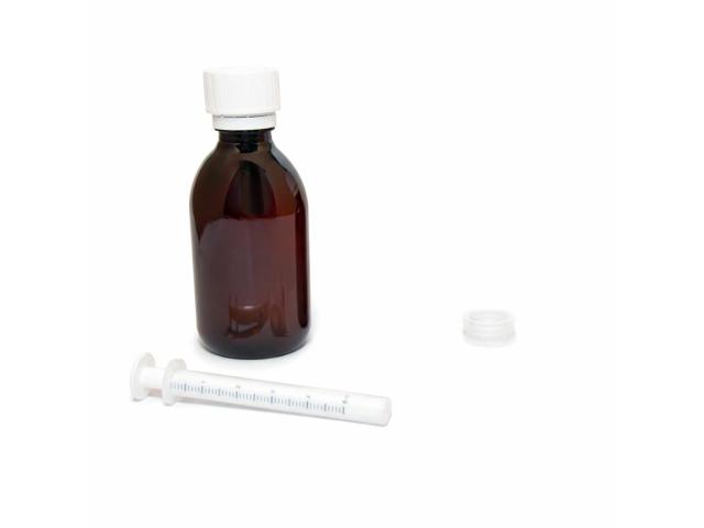 Pharmitis butel. 200 ml z zakrętką CR i pierście. gwaran. PET z adapt. + dozown. strzyk. gwint fi 28 interakcje ulotka butelka - 5 szt.