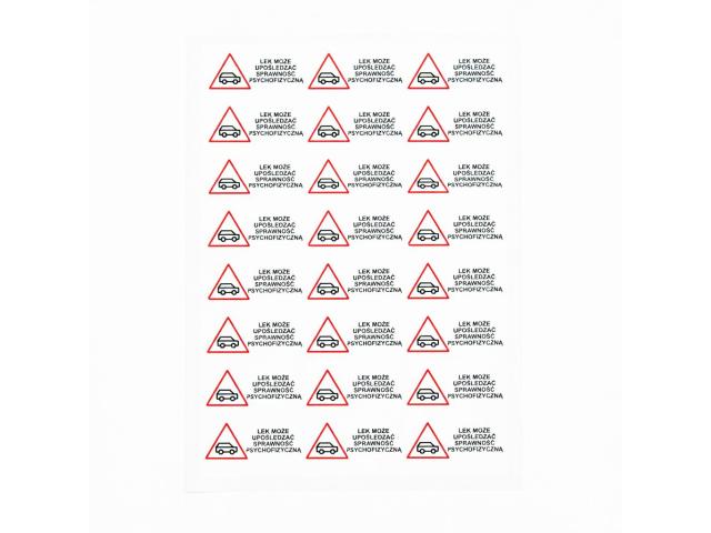 Pharmitis Etykieta informacyjna samoprzylepna Lek może upośledzać sprawność psychofizyczną interakcje ulotka etykieta - 27 szt.