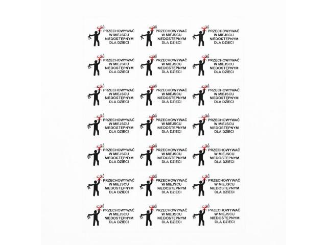 Pharmitis Etykieta informacyjna samoprzylepna Przechowywać w miejscu niedostępnym dla dzieci interakcje ulotka etykieta - 27 szt.