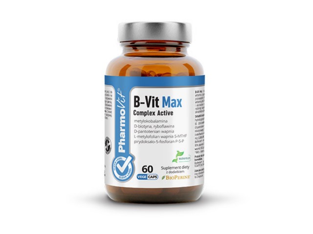 Pharmovit B-Vit Max Complex Active Clean Label interakcje ulotka kapsułki  60 kaps.