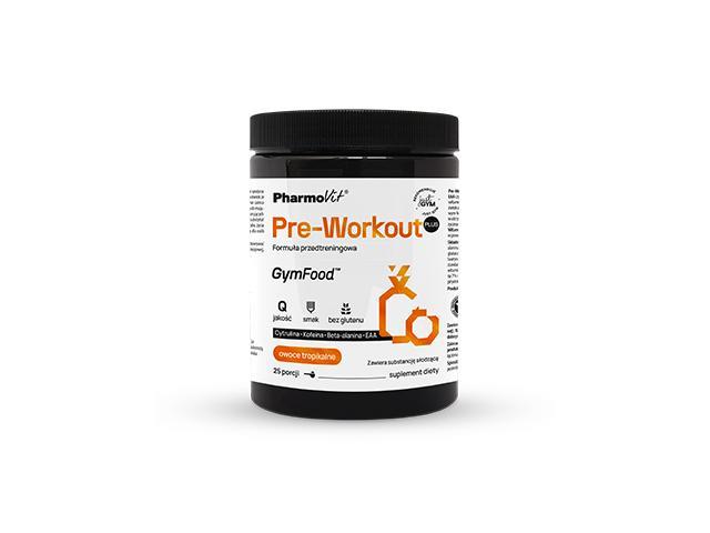 Pharmovit GymFood Pre-Workout Plus Formuła Przedtreningowa owoce tropikalne interakcje ulotka proszek - 500 g