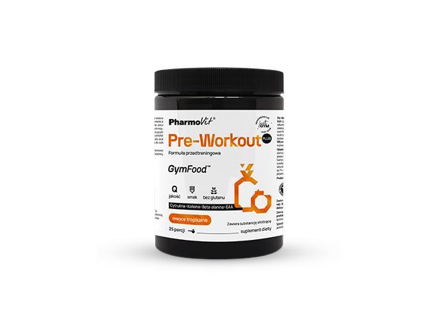 Pharmovit GymFood Pre-Workout Plus Formuła Przedtreningowa owoce tropikalne interakcje ulotka proszek  500 g