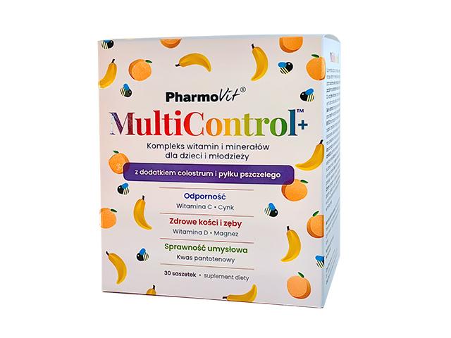 Pharmovit Multicontrol + Kompleks Witamin I Minerałów dla dzieci i młodzieży interakcje ulotka proszek - 30 sasz.