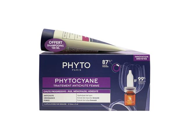 Phyto Phytocyane Zestaw Kuracja Przeciw Wypadaniu Włosów + Rewitalizujący Szampon dla kobiet interakcje ulotka zestaw  60 ml + 100 ml