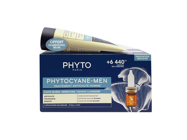 Phyto Phytocyane Zestaw Kuracja Przeciw Wypadaniu Włosów + Rewitalizujący Szampon dla mężczyzn interakcje ulotka zestaw - 42 ml + 100 ml