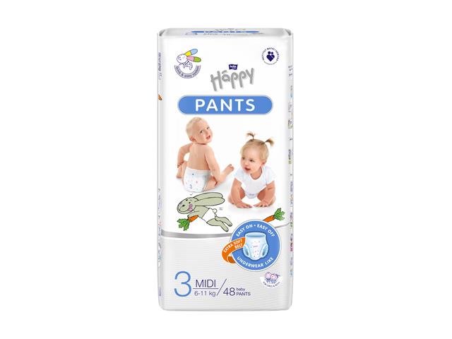 Piel-m. BELLA BABY HAPPY PANTS Midi 6-11kg interakcje ulotka pielucho-majtki  48 szt.