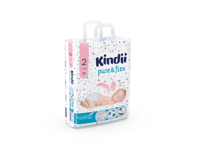 Pieluchy jednorazowe Kindii Mini rozmiar 2 (3-6kg) interakcje ulotka pielucha  70 szt.