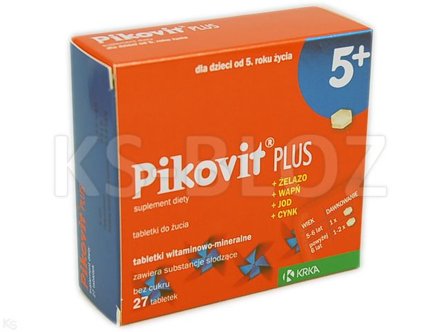 Pikovit Plus od 5 r.życia interakcje ulotka tabletki do rozgryzania i żucia  27 tabl.