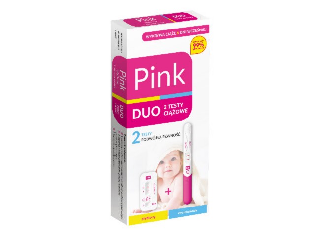 Pink Duo Test ciążowy płytkowy + strumieniowy (Test ciążowy PINK płytkowy) interakcje ulotka zestaw - 2 szt.