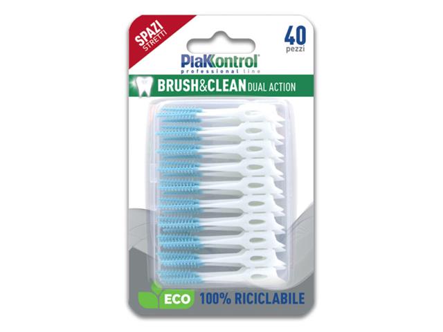 PLAKKONTROL BRUSH & CLEAN DUAL ACTION Szczoteczka międzyzębowa interakcje ulotka szczotka - 40 szt.