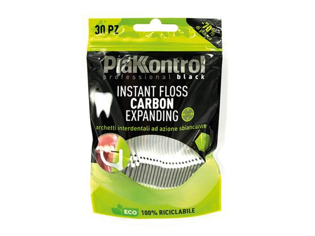 PLAKKONTROL INSTANT FLOSS CARBON Nić dentystyczna na uchwycie interakcje ulotka   30 szt.