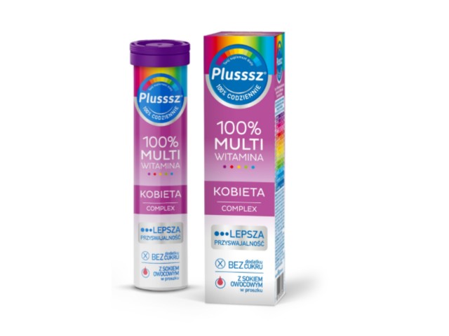 Plusssz 100% Multiwitamina Kobieta Complex interakcje ulotka tabletki musujące  20 tabl.