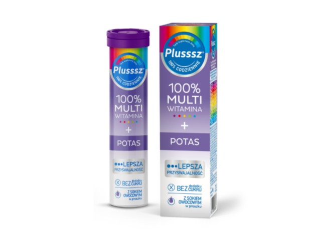 Plusssz 100% Multiwitamina + Potas interakcje ulotka tabletki musujące  20 tabl.