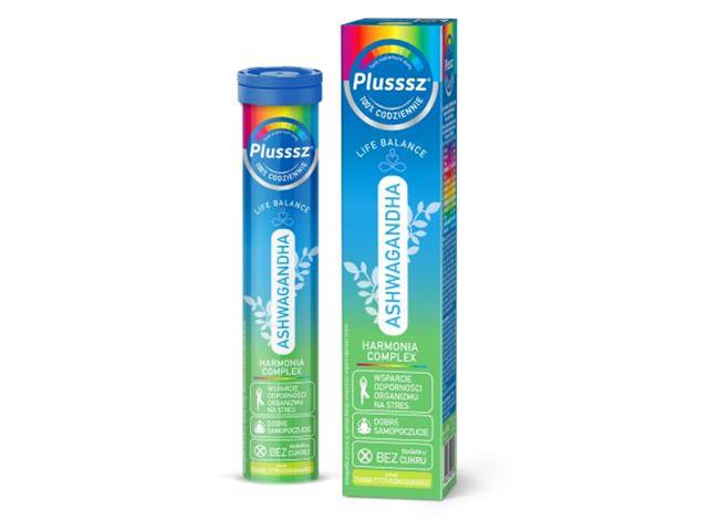 Plusssz Ashwagandha 100% Harmonia Complex interakcje ulotka tabletki musujące  24 tabl.