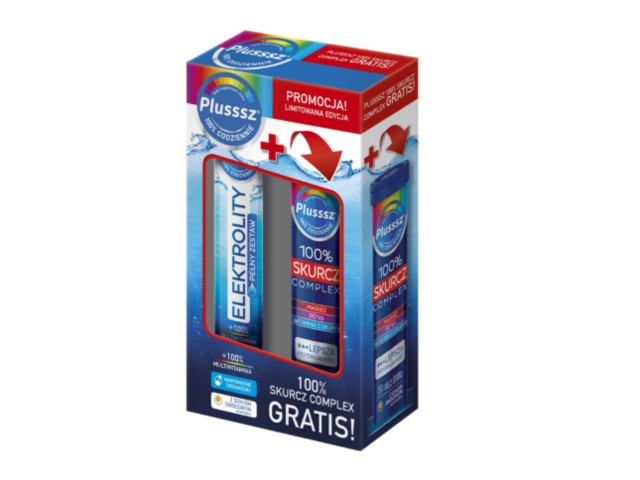 Plusssz Elektrolity + 100% Multiwitamina + Plusssz 100% Skurcz Complex interakcje ulotka tabletki musujące  24 tabl. + 20 tabl.