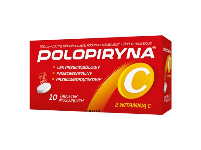 Polopiryna C interakcje ulotka tabletki musujące 500mg+200mg 10 tabl. (5 blist. po 2 tabl.)