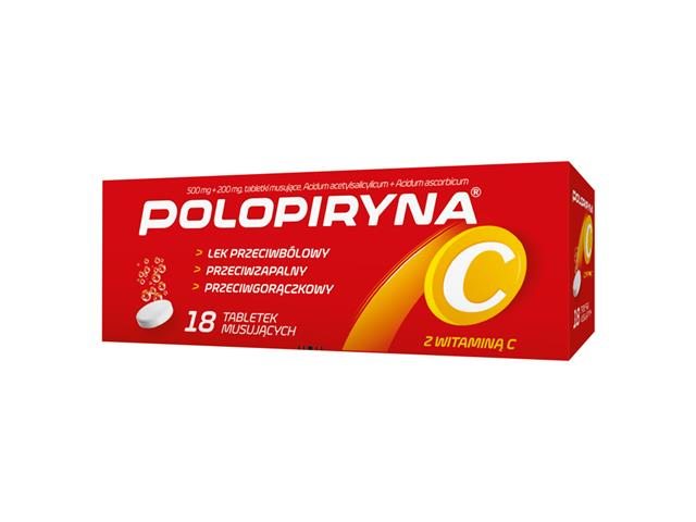 Polopiryna C interakcje ulotka tabletki musujące 500mg+200mg 18 tabl.