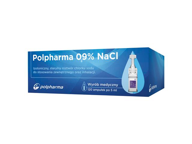 Polpharma 0,9% NaCl Roztwór do stosowania zewnętrznego oraz inhalacji sterylny izotoniczny interakcje ulotka   120 poj. po 5 ml