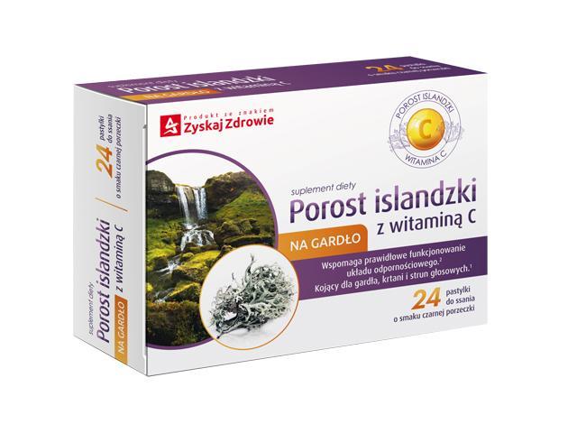 Porost Islandzki Z Witaminą C Zyskaj Zdrowie interakcje ulotka pastylki do ssania  24 pastyl. (2 blist. po 12 pastyl.)