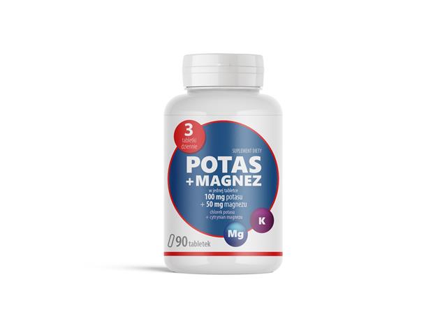 Potas (Chlorek Potasu) + Magnez (Cytrynian Magnezu) interakcje ulotka tabletki  90 tabl. (1 but.)