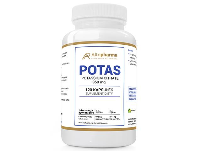 Potas Potassium Citrate 350 mg interakcje ulotka kapsułki  120 kaps.