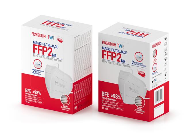 PRAESIDIUM Maski filtrujące FFP2 NR interakcje ulotka maseczka ochronna - 10 szt.
