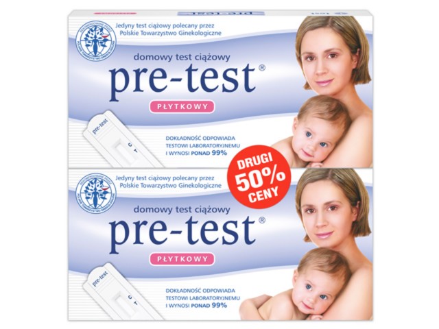 Pre-Test Test ciążowy płytkowy drugi 50% ceny interakcje ulotka test ciążowy płytkowy - 2 szt.