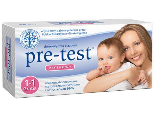 Pre-Test Test ciążowy płytkowy interakcje ulotka   2 szt.